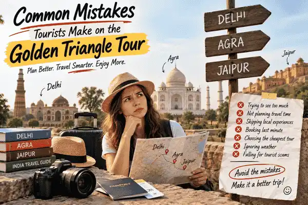 Tourists planning their Golden Triangle Tour itinerary in Delhi, Agra, and Jaipur
